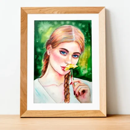 Girl And A Flower (2023) by Olga Atkins